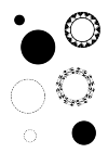 various versions of round shapes, opgevild or just the perimeter.